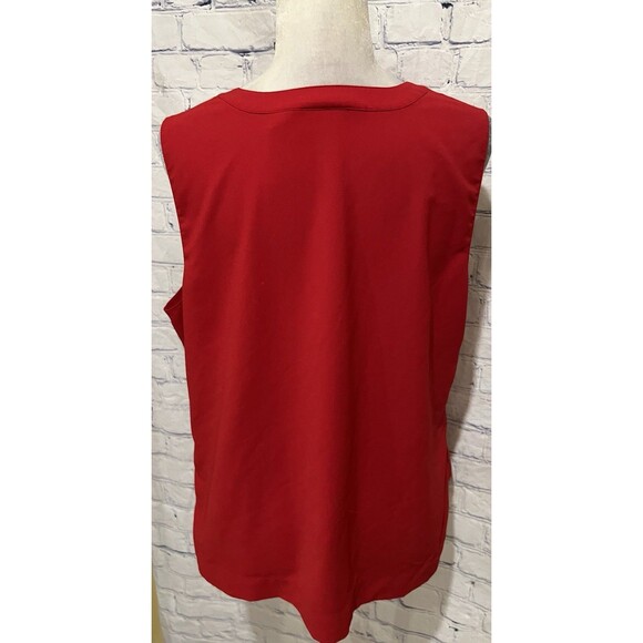 Women's Size 2 Large Chico's Red Layered Ruffle Sleeveless 1/2 Button Tank top - Picture 4 of 7